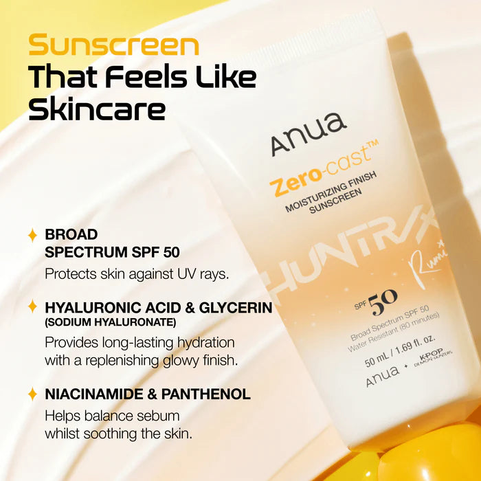 ANUA Zero Cast Moisturizing Finish SPF 50+ Sunscreen
