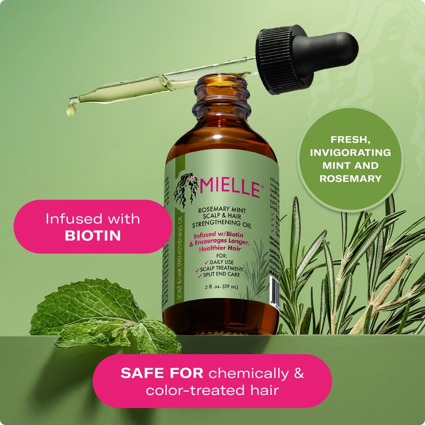 MIELLE Rosemary Mint Scalp & Hair Strengthening Oil